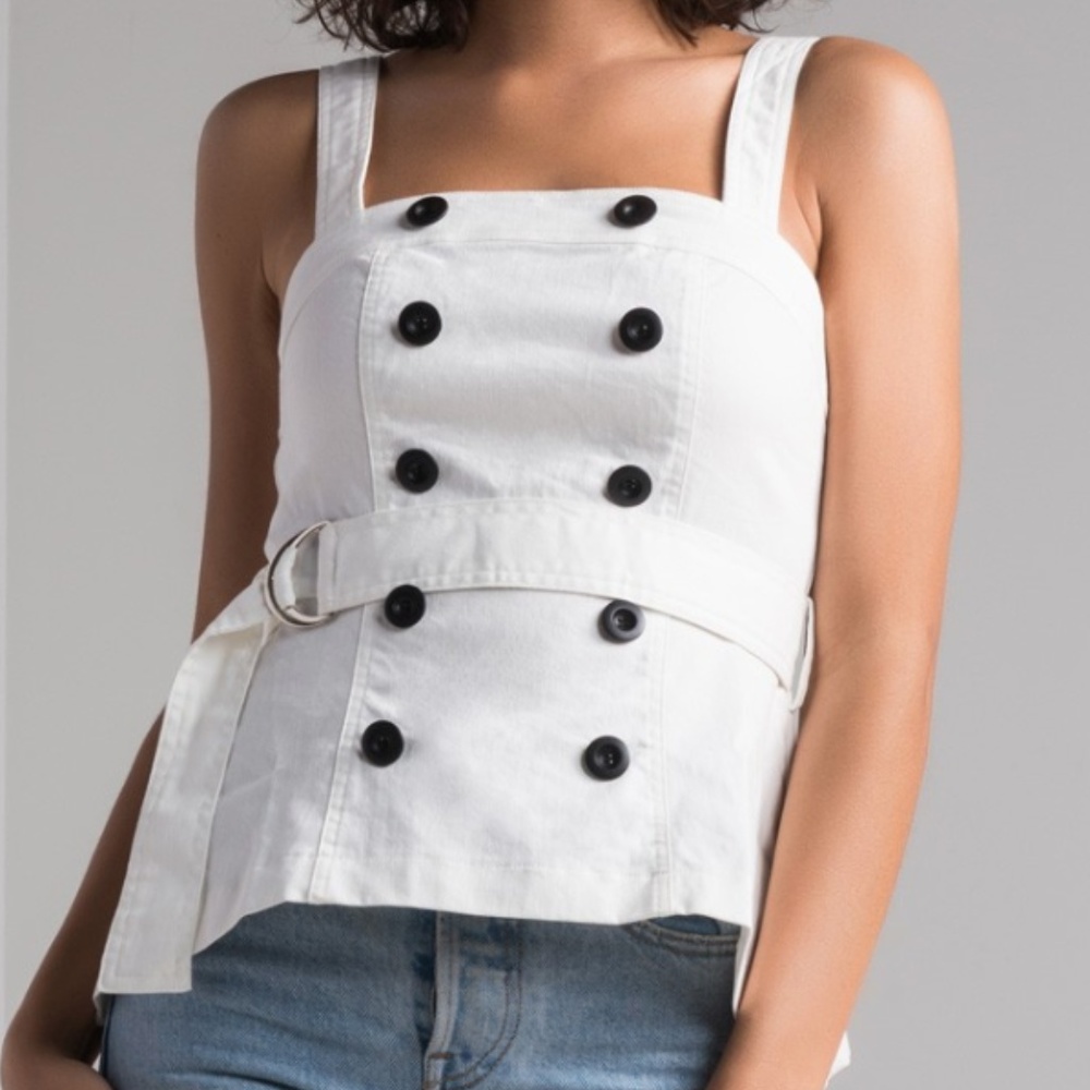 Button Front Belted Tank